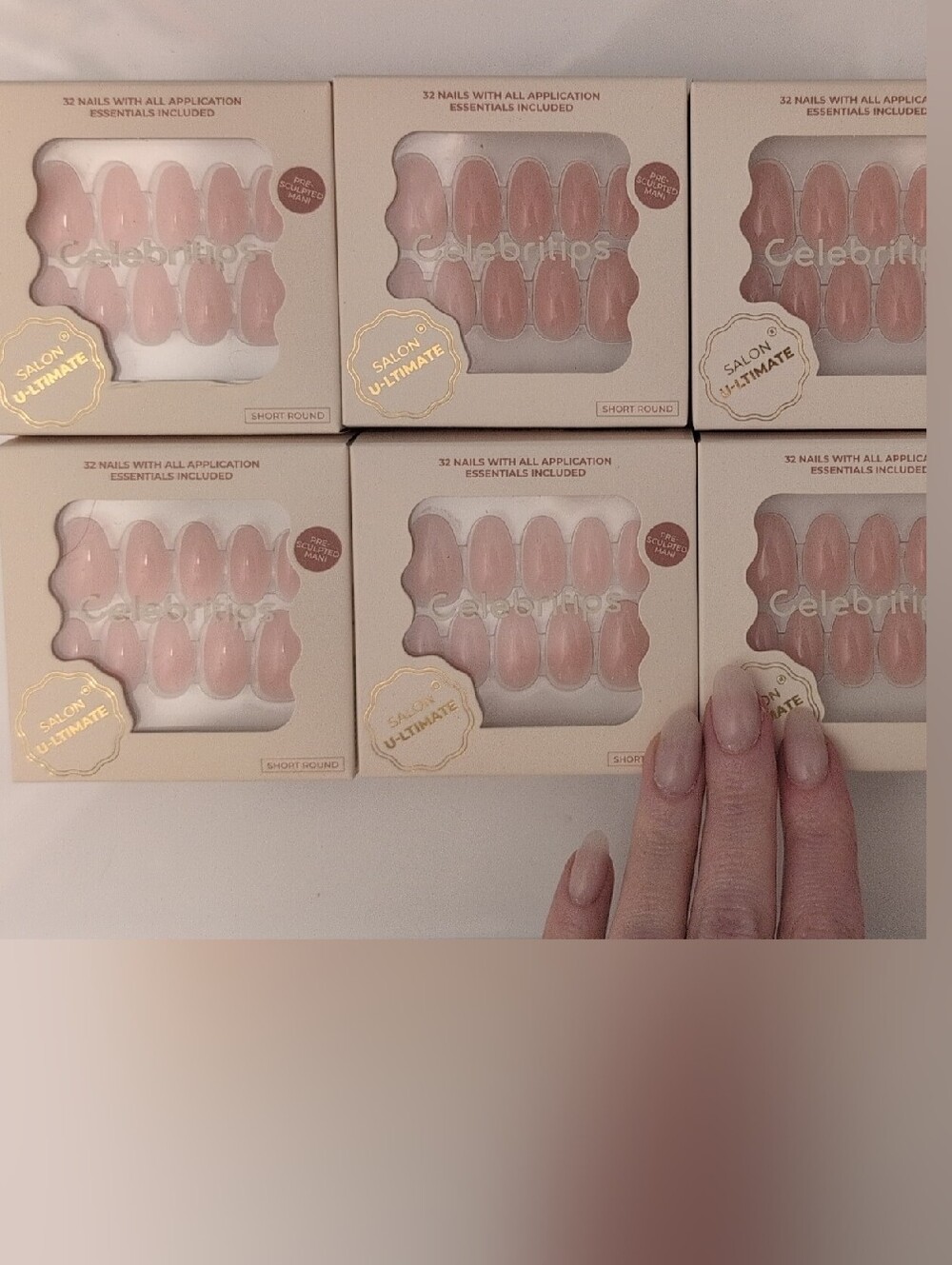 Lot Of 6 NEW Celebritips Salon Ultimate Round Short Nails Pink Clean Pink